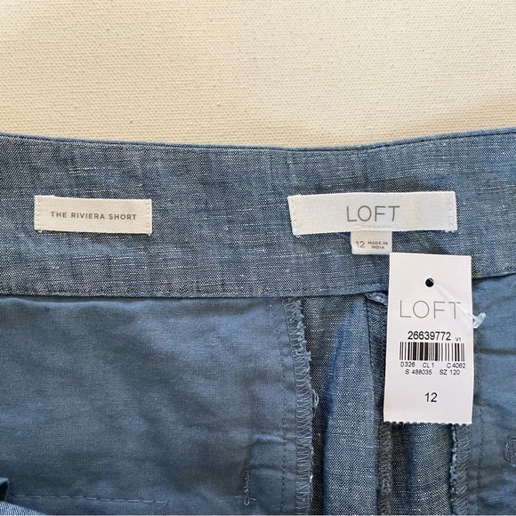 Ann Taylor Loft Women’s 12 Riviera Scallop Hem Shorts Chambray Linen Blend - Picture 9 of 12